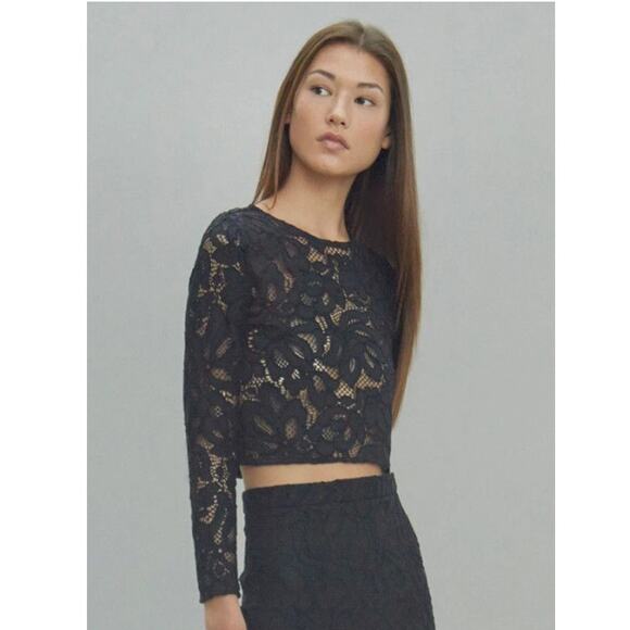 Alexis Camilla Crop Lace Black Top Size Large EUC Revolve Farfetch Made in USA - Picture 1 of 10